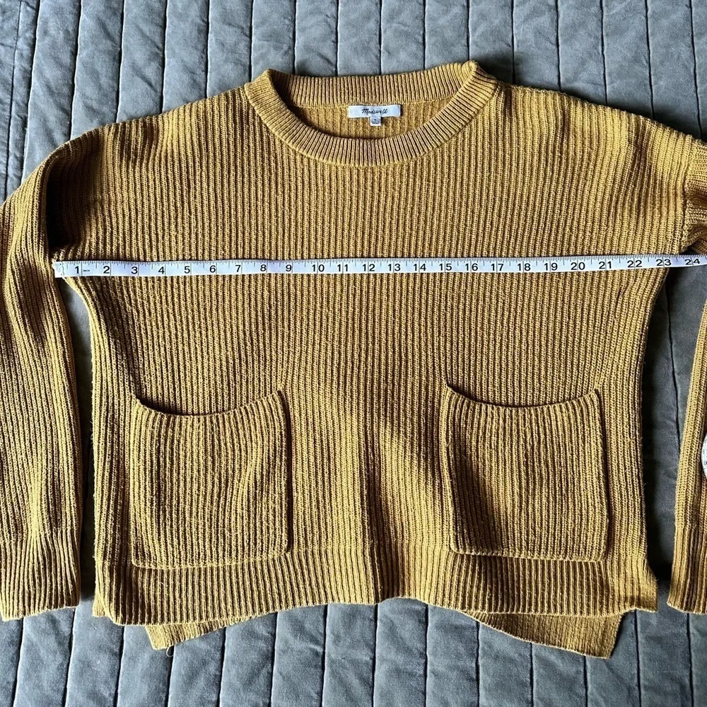 Madewell Patch Pocket mustard yellow Pullover Knitted Sweater Small